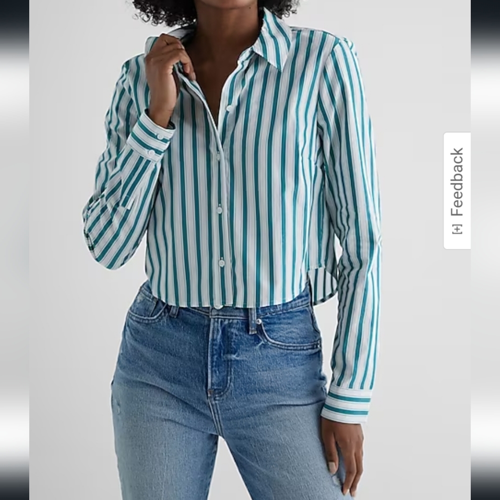 Striped Cropped Boyfriend Portofino Shirt